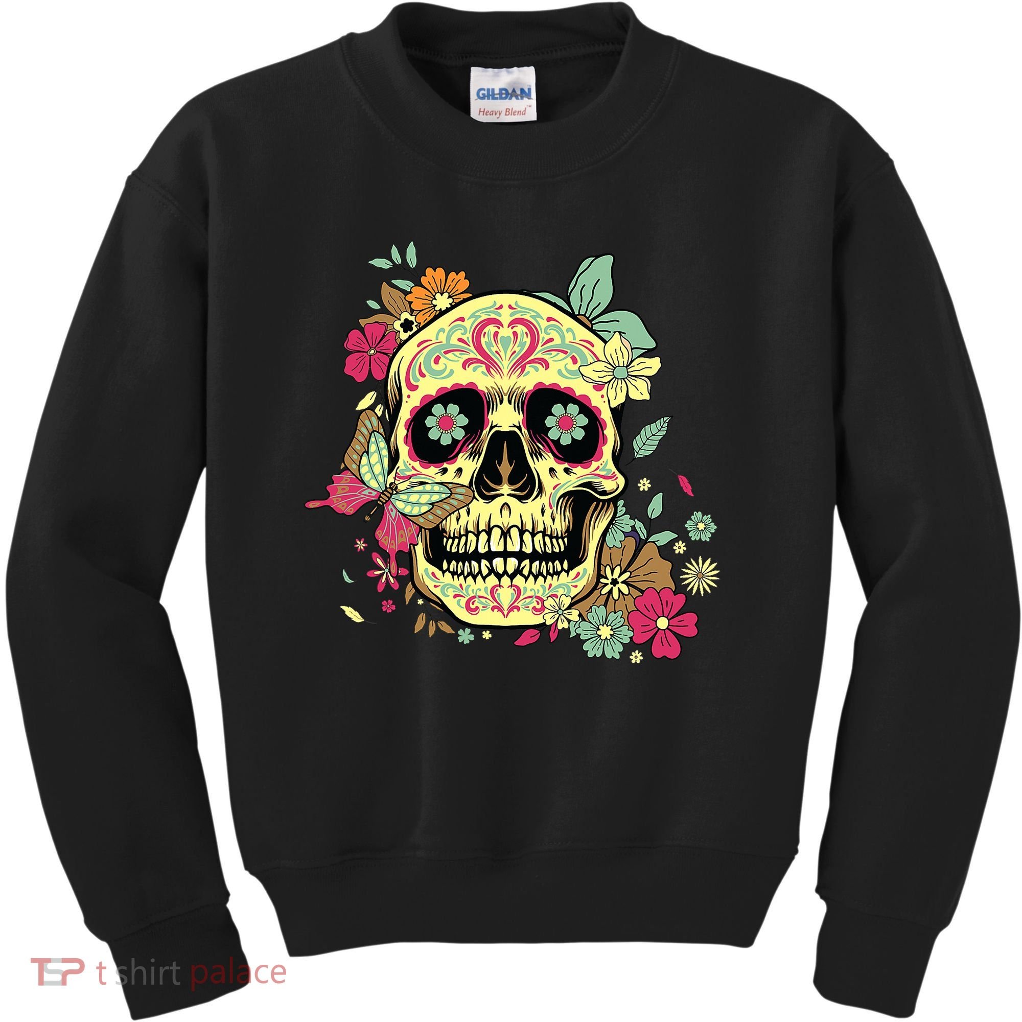 Floral Sugar Skull Dia de Los Muertos Dead   Kids Sweatshirt