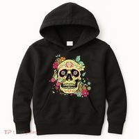 Floral Sugar Skull Dia de Los Muertos Dead   Kids Hoodie thumb 0