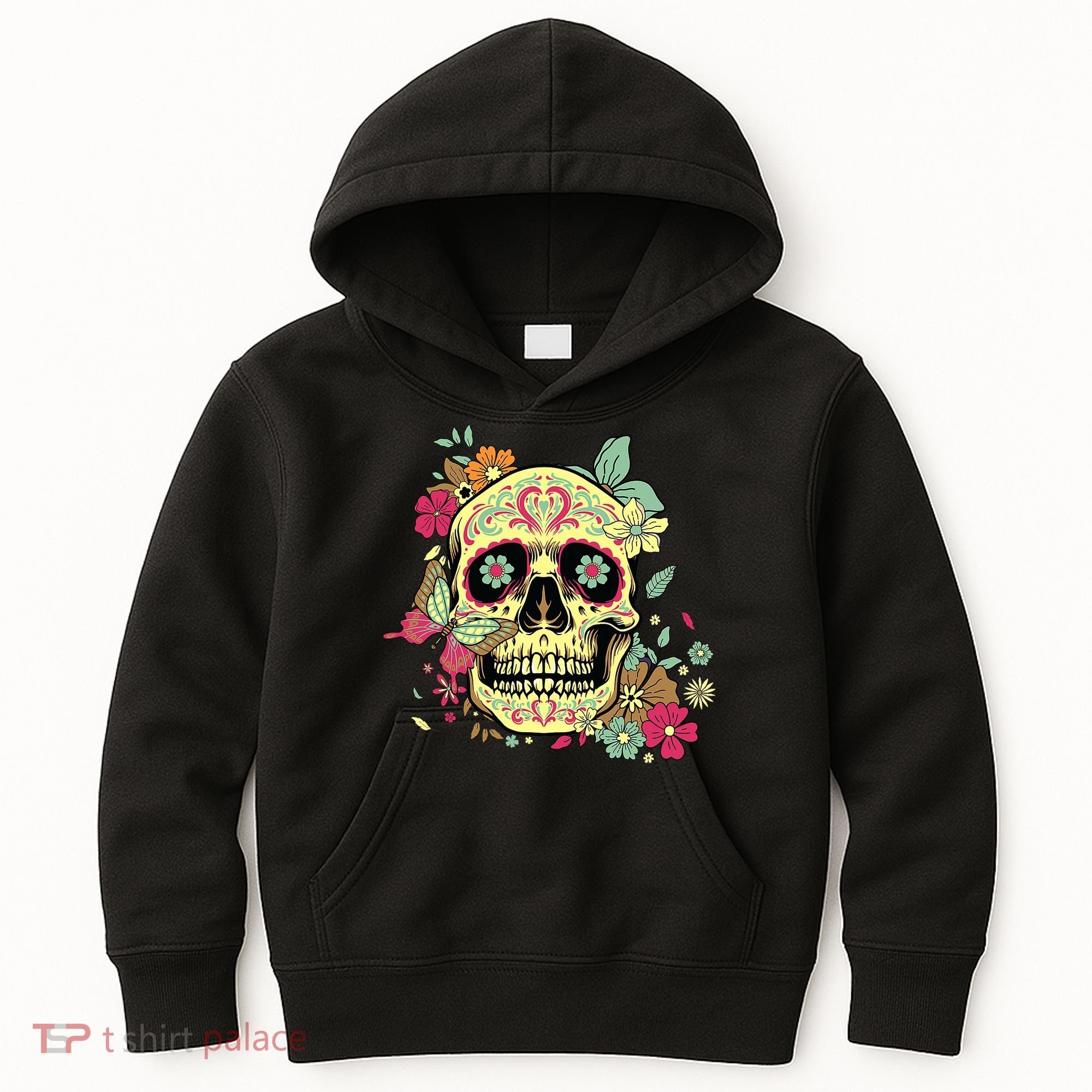 Floral Sugar Skull Dia de Los Muertos Dead   Kids Hoodie