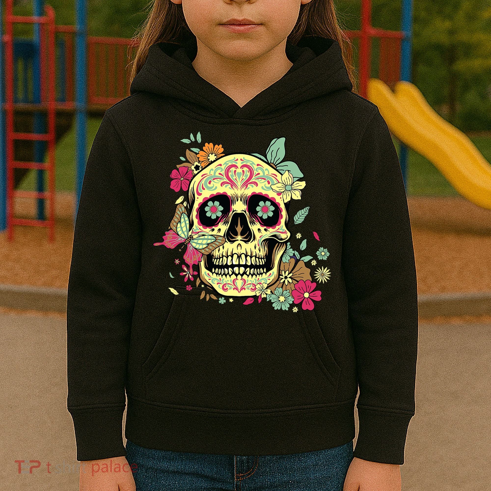 Floral Sugar Skull Dia de Los Muertos Dead   Kids Hoodie