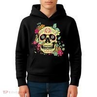 Floral Sugar Skull Dia de Los Muertos Dead   Kids Hoodie thumb 4