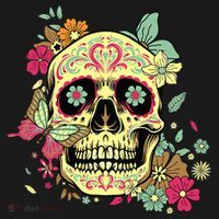 Floral Sugar Skull Dia de Los Muertos Dead   Kids T-Shirt thumb 4