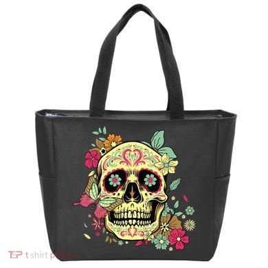Floral Sugar Skull Dia de Los Muertos Dead   Tote Bag
