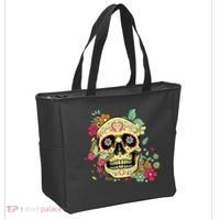 Floral Sugar Skull Dia de Los Muertos Dead   Tote Bag thumb 2
