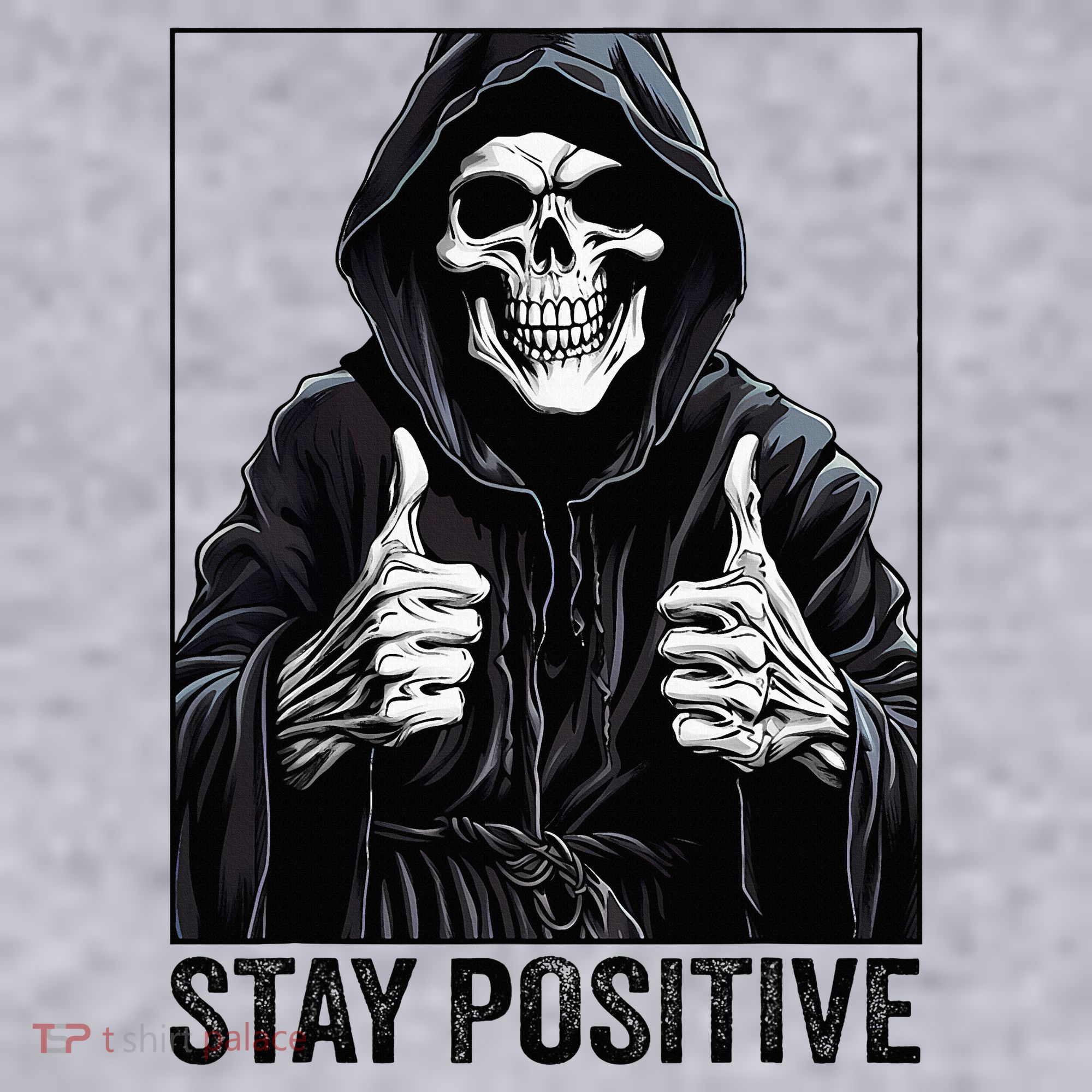Funny Skull Stay Positive Skeleton Halloween Motivational Ladies Heavyweight Boxy Pullover Hoodie