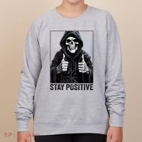 Funny Skull Stay Positive Skeleton Halloween Motivational Women's Sweatshirt thumb 0