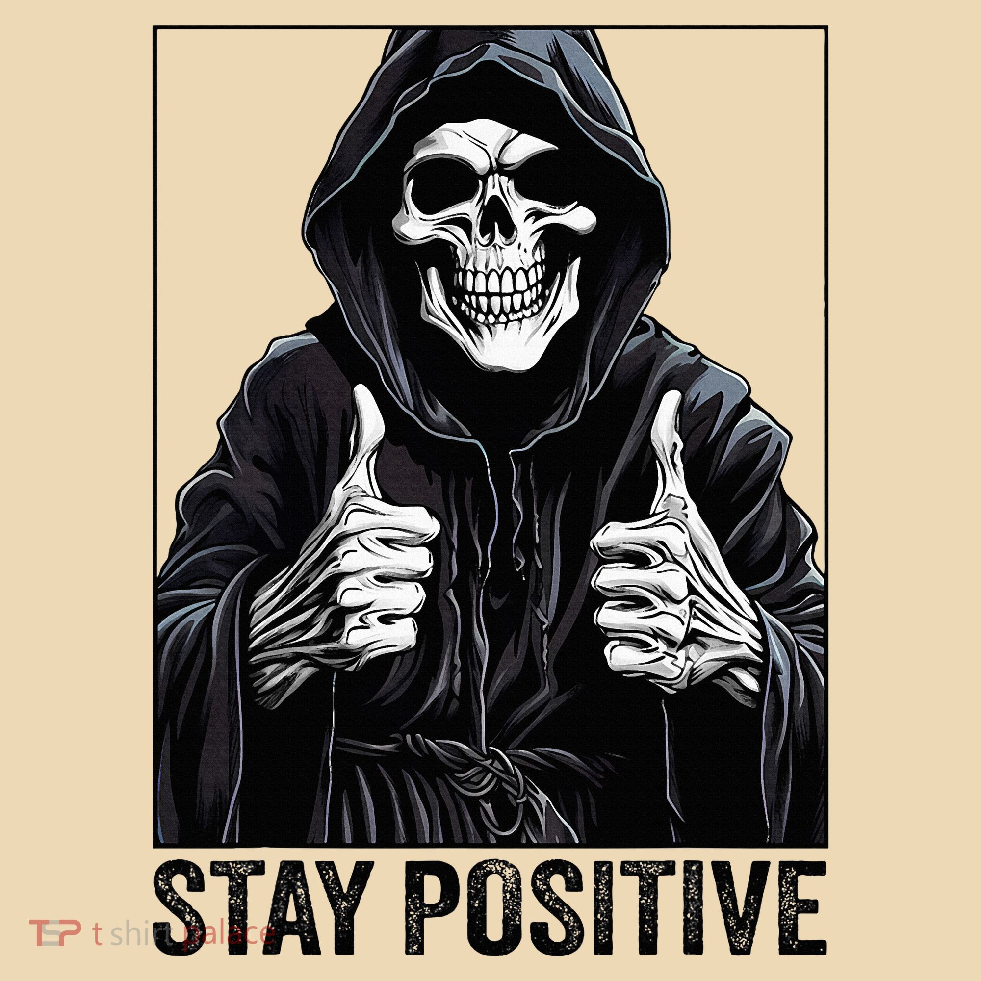 Funny Skull Stay Positive Skeleton Halloween Motivational Tote Bag