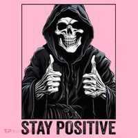 Funny Skull Stay Positive Skeleton Halloween Motivational Coaster thumb 2