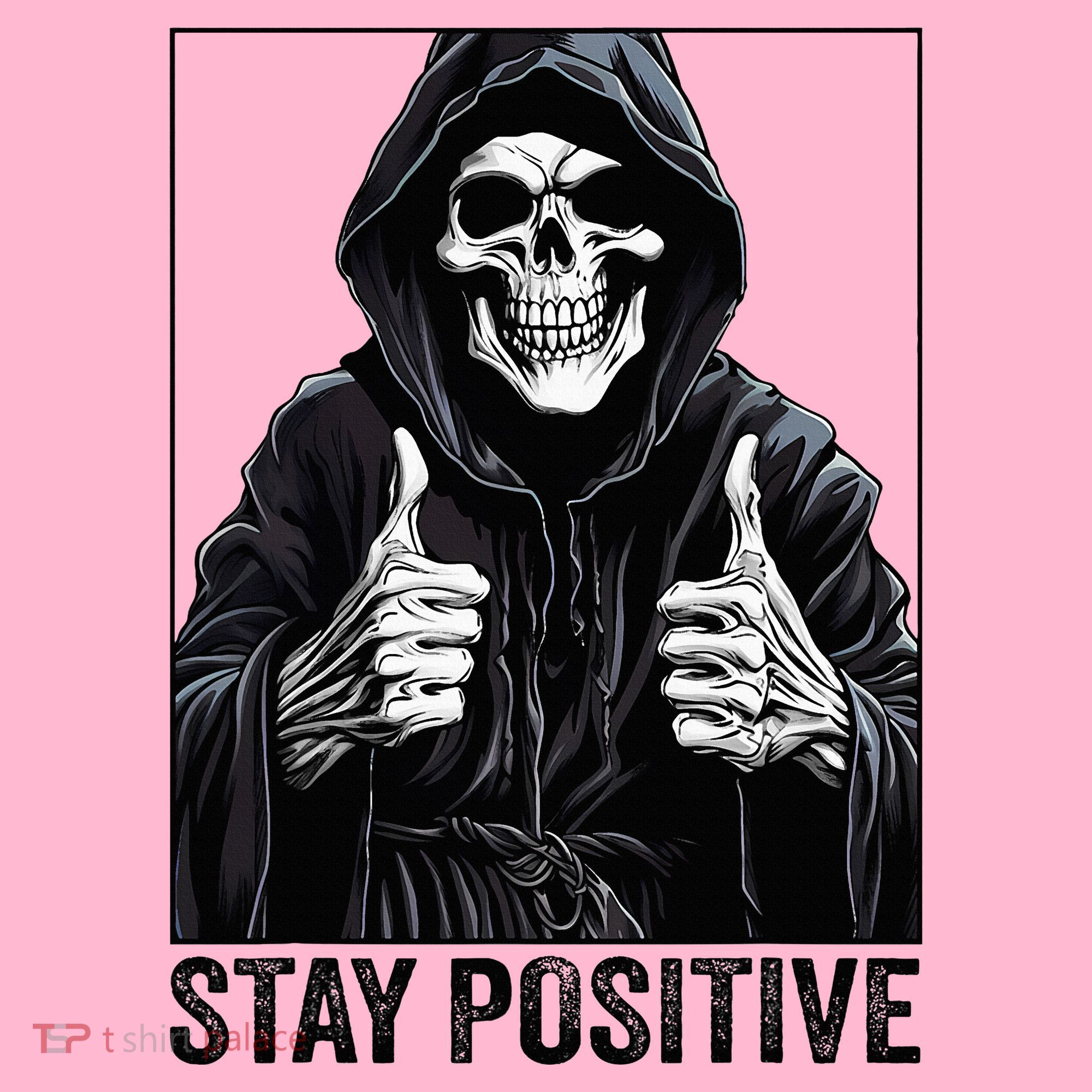 Funny Skull Stay Positive Skeleton Halloween Motivational Coaster