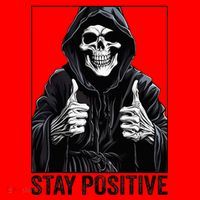 Funny Skull Stay Positive Skeleton Halloween Motivational Santa Hat thumb 1