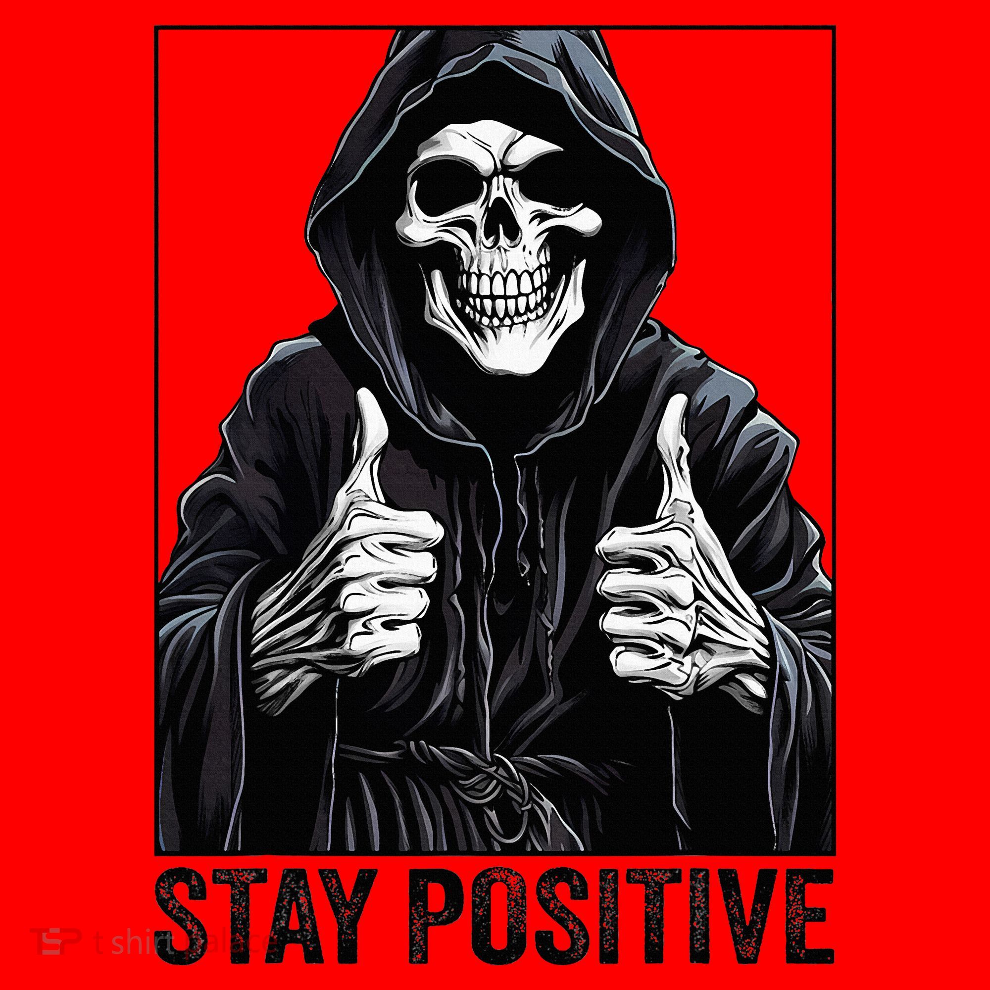 Funny Skull Stay Positive Skeleton Halloween Motivational Santa Hat