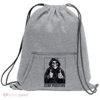 Funny Skull Stay Positive Skeleton Halloween Motivational Sweatshirt Cinch Pack Bag thumb 0