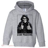 Funny Skull Stay Positive Skeleton Halloween Motivational Toddler Hoodie thumb 0