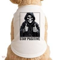 Funny Skull Stay Positive Skeleton Halloween Motivational Doggie Tank thumb 0