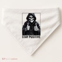 Funny Skull Stay Positive Skeleton Halloween Motivational USA-Made Doggie Bandana thumb 0