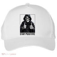 Funny Skull Stay Positive Skeleton Halloween Motivational Five-Panel Snapback Cap thumb 0