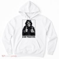 Funny Skull Stay Positive Skeleton Halloween Motivational Hoodie thumb 0