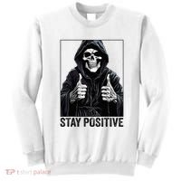 Funny Skull Stay Positive Skeleton Halloween Motivational Sweatshirt thumb 0