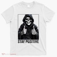 Funny Skull Stay Positive Skeleton Halloween Motivational T-Shirt thumb 0