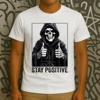 Funny Skull Stay Positive Skeleton Halloween Motivational T-Shirt thumb 3