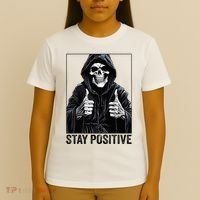 Funny Skull Stay Positive Skeleton Halloween Motivational T-Shirt thumb 4