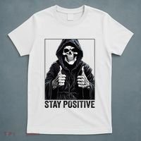 Funny Skull Stay Positive Skeleton Halloween Motivational T-Shirt thumb 5