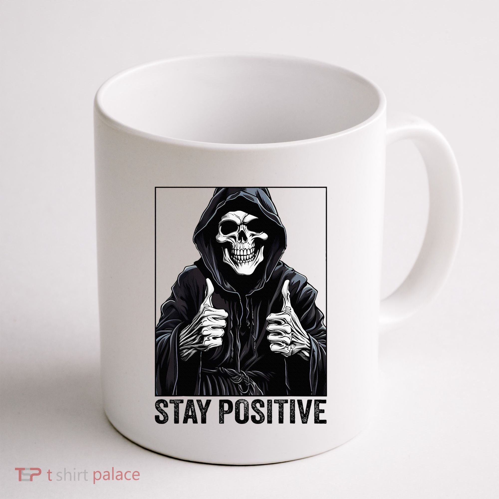 Funny Skull Stay Positive Skeleton Halloween Motivational Coffee Mug