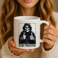Funny Skull Stay Positive Skeleton Halloween Motivational Coffee Mug thumb 3