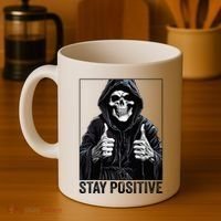 Funny Skull Stay Positive Skeleton Halloween Motivational Coffee Mug thumb 4