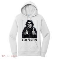Funny Skull Stay Positive Skeleton Halloween Motivational Women's Hoodie thumb 0