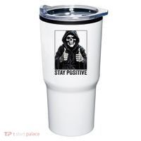 Funny Skull Stay Positive Skeleton Halloween Motivational Tumbler thumb 0