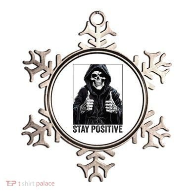 Funny Skull Stay Positive Skeleton Halloween Motivational Ornament