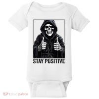 Funny Skull Stay Positive Skeleton Halloween Motivational Baby Bodysuit thumb 0