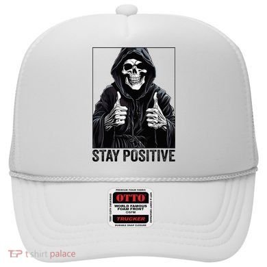 Funny Skull Stay Positive Skeleton Halloween Motivational Hat