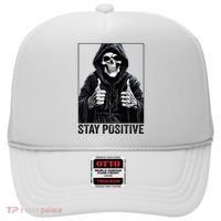 Funny Skull Stay Positive Skeleton Halloween Motivational Hat thumb 0