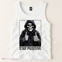 Funny Skull Stay Positive Skeleton Halloween Motivational Tank Top thumb 2