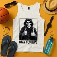 Funny Skull Stay Positive Skeleton Halloween Motivational Tank Top thumb 4