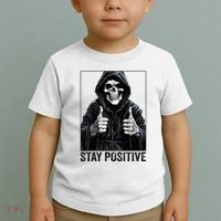 Funny Skull Stay Positive Skeleton Halloween Motivational Toddler T-Shirt thumb 2