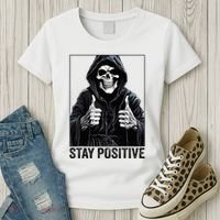 Funny Skull Stay Positive Skeleton Halloween Motivational Women's T-Shirt thumb 3