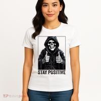 Funny Skull Stay Positive Skeleton Halloween Motivational Women's T-Shirt thumb 4