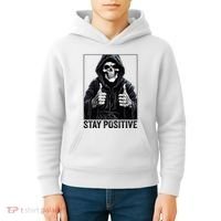 Funny Skull Stay Positive Skeleton Halloween Motivational Kids Hoodie thumb 4