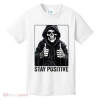 Funny Skull Stay Positive Skeleton Halloween Motivational Kids T-Shirt thumb 0