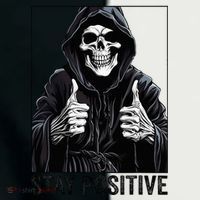 Funny Skull Stay Positive Skeleton Halloween Motivational Women's Tri-Blend 3/4-Sleeve Raglan Shirt thumb 4