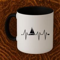 Funny Sailing Sailboat Sailor Heartbeat Heart Pulse Rate Ekg Gift Coffee Mug thumb 2