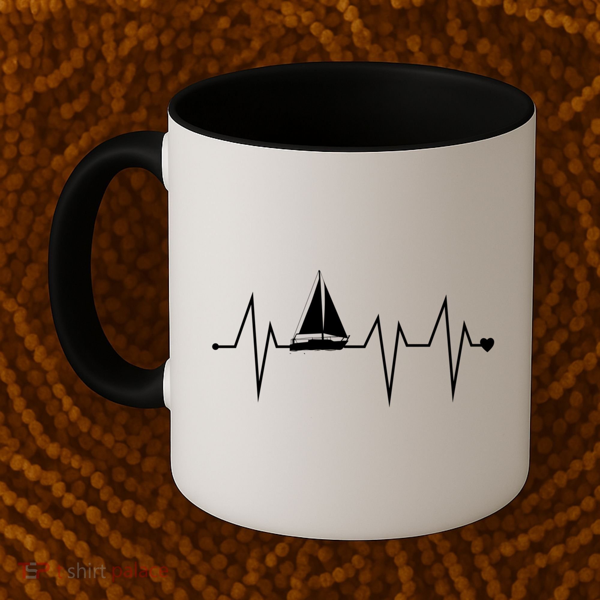 Funny Sailing Sailboat Sailor Heartbeat Heart Pulse Rate Ekg Gift Coffee Mug