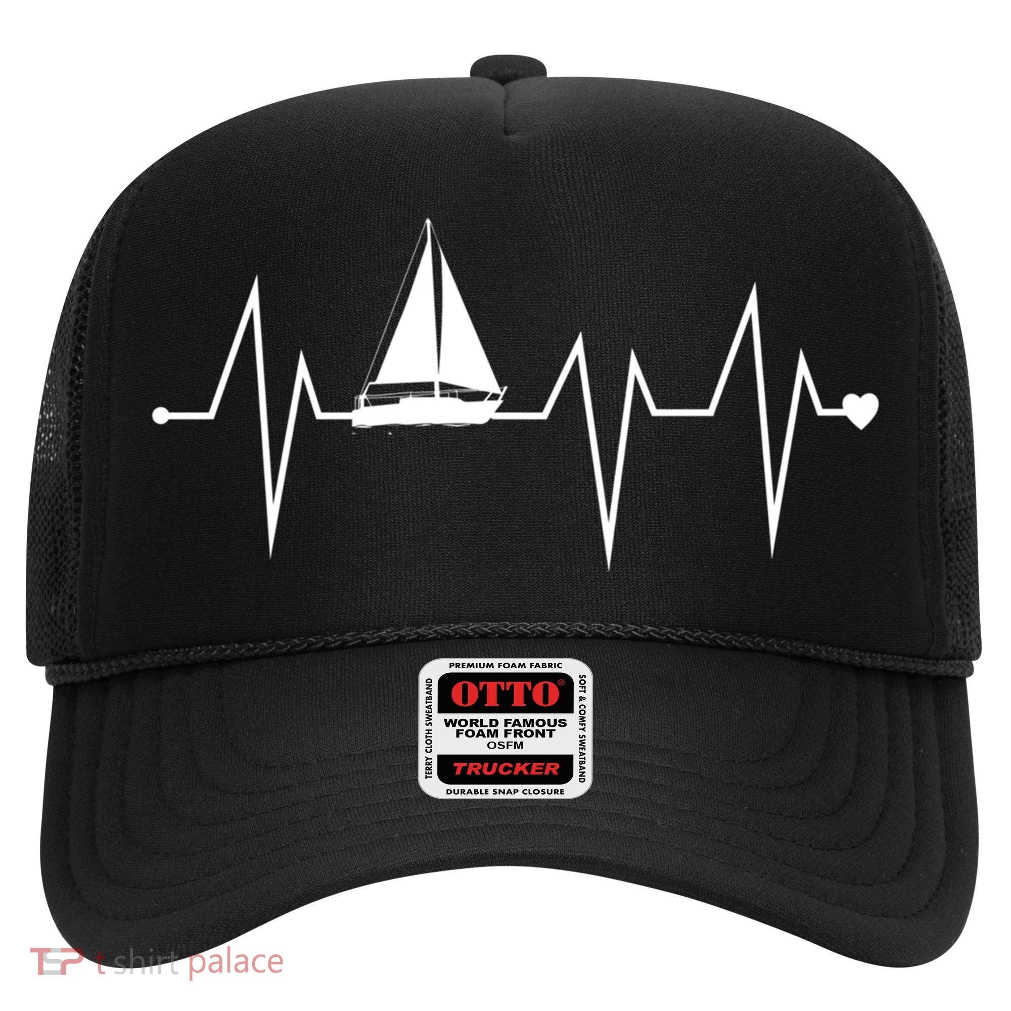 Funny Sailing Sailboat Sailor Heartbeat Heart Pulse Rate Ekg Gift Hat