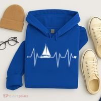 Funny Sailing Sailboat Sailor Heartbeat Heart Pulse Rate Ekg Gift Hoodie thumb 4