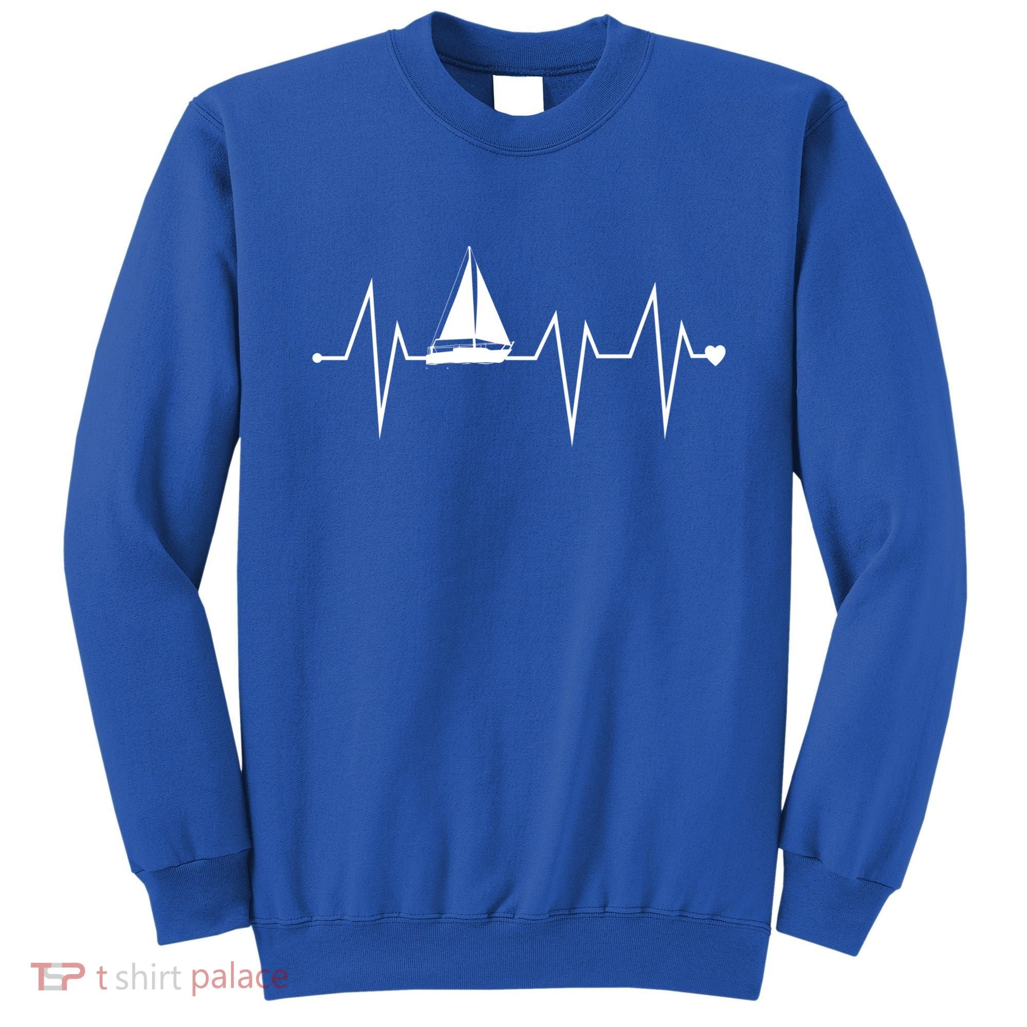 Funny Sailing Sailboat Sailor Heartbeat Heart Pulse Rate Ekg Gift Sweatshirt