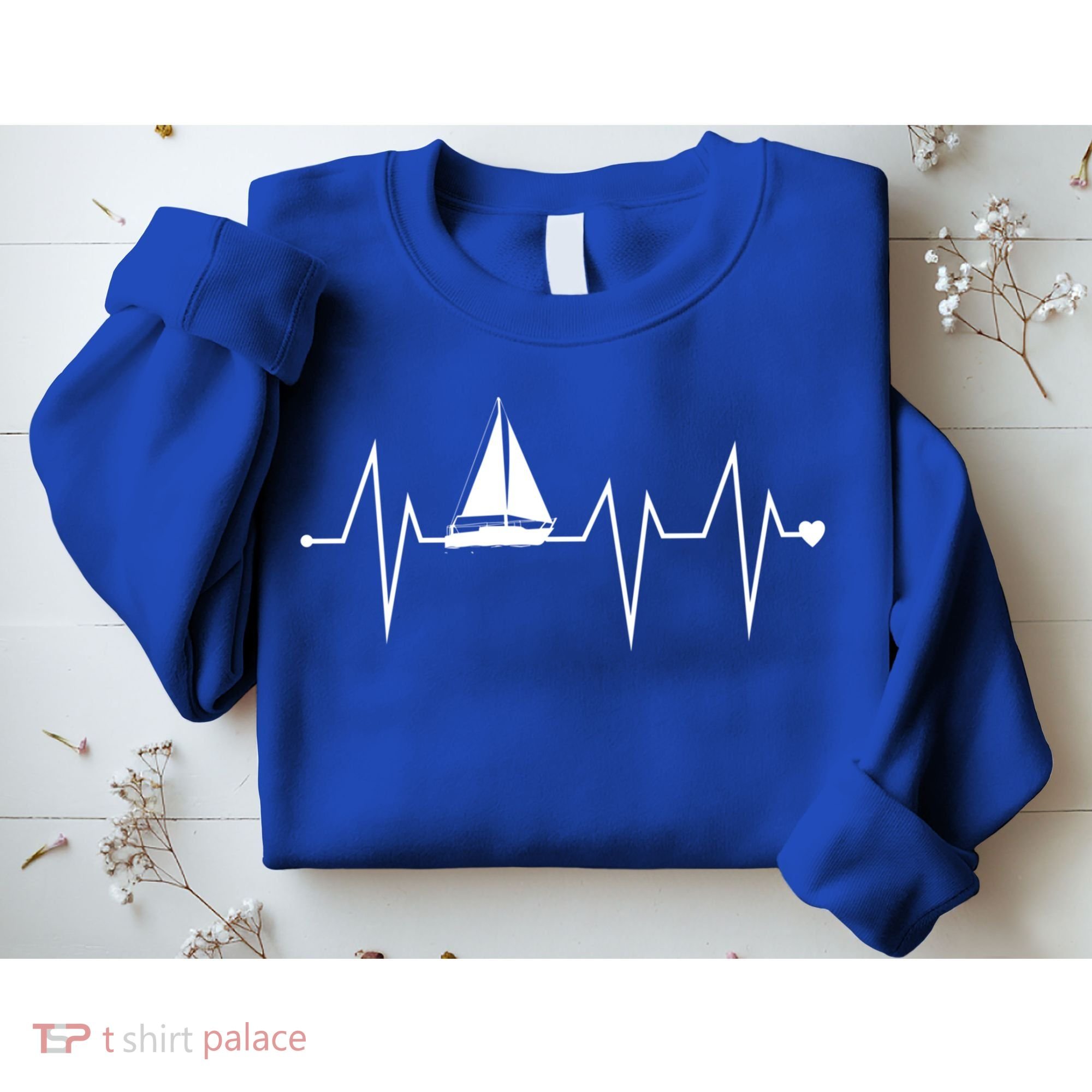 Funny Sailing Sailboat Sailor Heartbeat Heart Pulse Rate Ekg Gift Sweatshirt