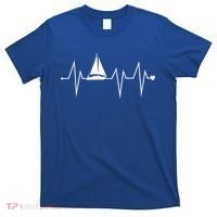 Funny Sailing Sailboat Sailor Heartbeat Heart Pulse Rate Ekg Gift T-Shirt thumb 0